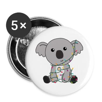 Koala Noël Neige Hiver Animaux Koalas - Lot de 5 grands badges (56 mm) - blanc - Devant