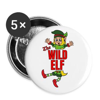 The Wild Elf Elfe Partnerlook Weihnachtself - Buttons groß 56 mm (5er Pack) - Weiß - Vorne