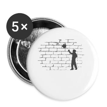 Spayer an Wand Streetart Graffiti Style - Buttons groß 56 mm (5er Pack) - Weiß - Vorne