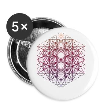 64 Tetrahedron Metatrons Cube Sacred Geo - Buttons large 2.2''/56 mm (5-pack) - white - Front