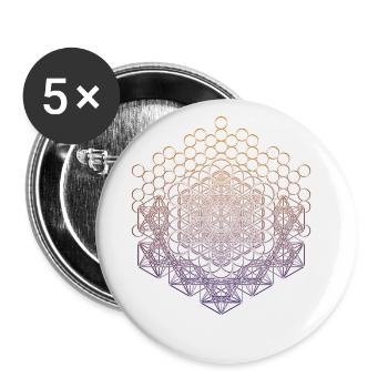 Métatrons Cube Géométrie Sacrée Connectée - Lot de 5 grands badges (56 mm) - blanc - Devant
