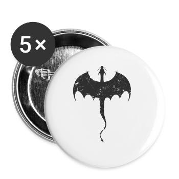 Dragon with long spiny tail Mythical animal - Buttons large 2.2''/56 mm (5-pack) - white - Front