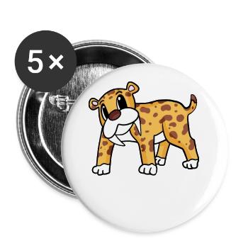 Tigre à dents de sabre - Lot de 5 grands badges (56 mm) - blanc - Devant