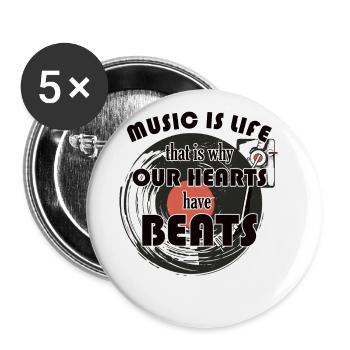 Music Is Life für Komponisten - Buttons groß 56 mm (5er Pack) - Weiß - Vorne