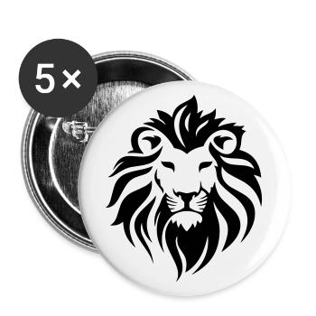 lion - Lot de 5 grands badges (56 mm) - blanc - Devant