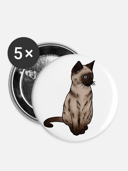 Siam Katze Siamkatze - Buttons groß 56 mm (5er Pack) - Weiß