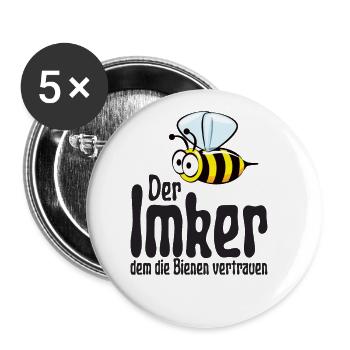 Der Imker dem die Bienen vertrauen - Buttons groß 56 mm (5er Pack) - Weiß - Vorne