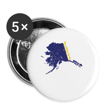 Alaska Bundesstaat Umriss Karte USA - Buttons groß 56 mm (5er Pack) - Weiß - Vorne