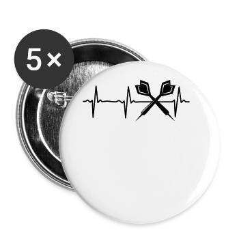 Darts Heartbeat Darts Game Darts Player ECG - Buttons large 2.2''/56 mm (5-pack) - white - Front