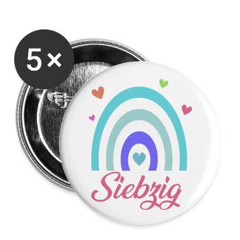 70. Geburtstag Regenbogen - Buttons groß 56 mm (5er Pack) - Weiß - Vorne