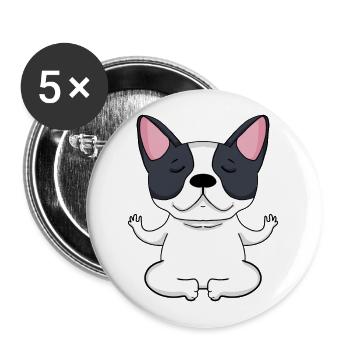 Yoga Dog French Bulldog - Buttons large 2.2''/56 mm (5-pack) - white - Front