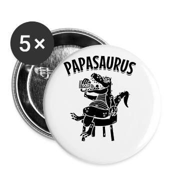 Papa Saurus Papa Dinosaure Drôle Papa Dino - Lot de 5 grands badges (56 mm) - blanc - Devant