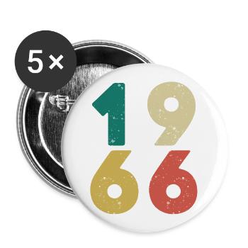 1966 - Jahrgang 1966 Retro Vintage - Buttons groß 56 mm (5er Pack) - Weiß - Vorne