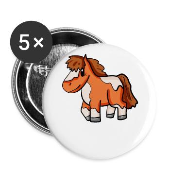 Cheval poney Shetland - Lot de 5 grands badges (56 mm) - blanc - Devant