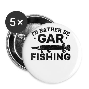 Garfish Garfishing I'd rather be Gar Fishing - Buttons large 2.2''/56 mm (5-pack) - white - Front