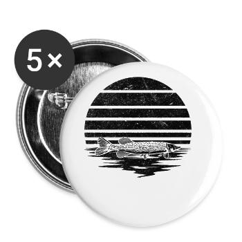 Gar Fishing Sonnenuntergang Hornhecht Angeln - Buttons groß 56 mm (5er Pack) - Weiß - Vorne