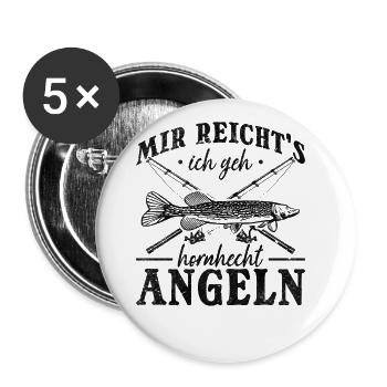 Mir Reicht's Ich Geh Hornhecht Angeln I Hornhecht - Buttons groß 56 mm (5er Pack) - Weiß - Vorne