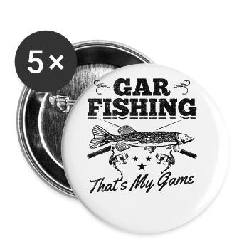 Gar Fishing Das ist mein Spiel Garfishing Garfish - Buttons groß 56 mm (5er Pack) - Weiß - Vorne