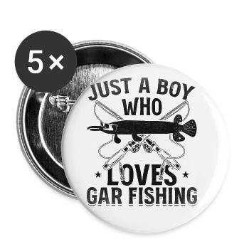 Just a Boy Gar Fishing Garfish Fishing - Buttons large 2.2''/56 mm (5-pack) - white - Front