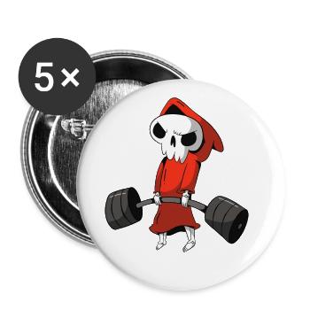 Weightlifting Weight Training Sports Fitness Cartoon - Buttons large 2.2''/56 mm (5-pack) - white - Front
