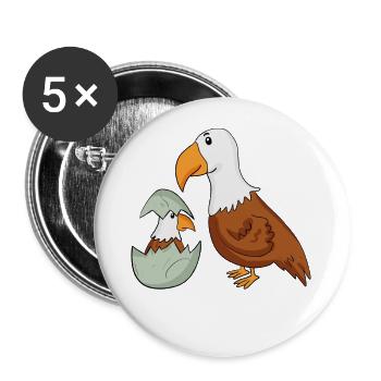 Adler mit Baby Adler - Buttons groß 56 mm (5er Pack) - Weiß - Vorne