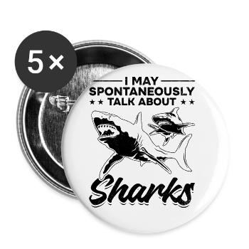 Je peux spontanément parler de requins Great White - Lot de 5 grands badges (56 mm) - blanc - Devant