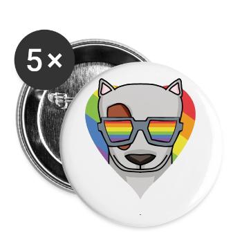 Chien LGBT Bull Terrier Rainbow - Lot de 5 grands badges (56 mm) - blanc - Devant
