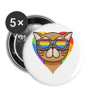 CHAT LGBT Chat Persan Arc-en-ciel - Lot de 5 grands badges (56 mm) - blanc - Devant
