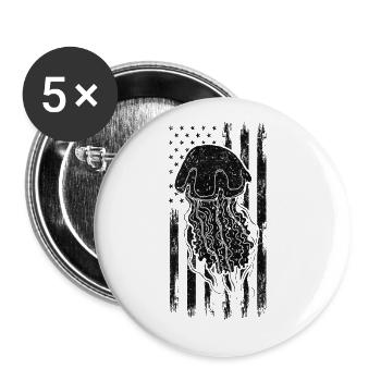 Drapeau des États-Unis Méduses Drapeau américain Méduses - Lot de 5 grands badges (56 mm) - blanc - Devant