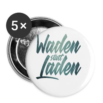 Waden statt Laden Fahrrad E-Bike Radtrikot - Buttons groß 56 mm (5er Pack) - Weiß - Vorne