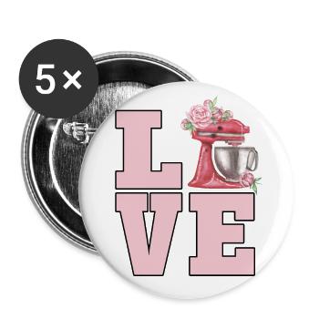 Ich liebe es, süßes Kochen zu backen Liebhaber Konditor Koch - Buttons groß 56 mm (5er Pack) - Weiß - Vorne