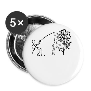 Papagei vom Baum Lustiger - Buttons groß 56 mm (5er Pack) - Weiß - Vorne