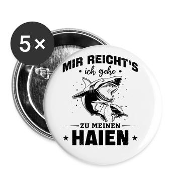 Haifisch Weiße Hai I Mir Reicht's Ich Gehe Zu - Buttons groß 56 mm (5er Pack) - Weiß - Vorne