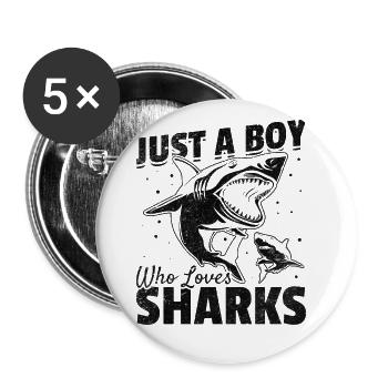 Grand requin blanc Je ne suis qu’un garçon, le requin - Lot de 5 grands badges (56 mm) - blanc - Devant