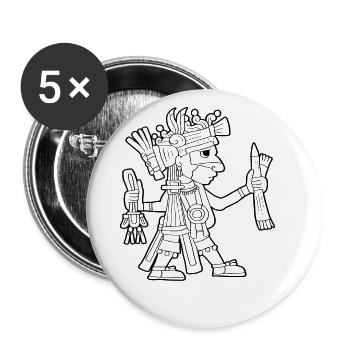 Ahuiateteo Aztec god Maya Inca Toltecs - Buttons large 2.2''/56 mm (5-pack) - white - Front