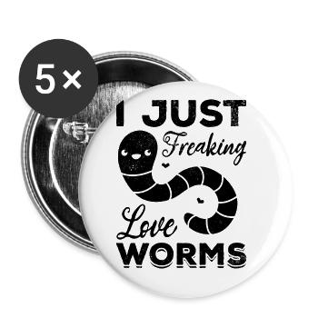 Nice worm lover I love only damn - Buttons large 2.2''/56 mm (5-pack) - white - Front