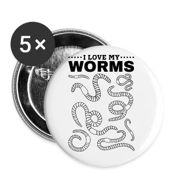 Compost Worms Worms Farmer Worm Farm I love - Buttons large 2.2''/56 mm (5-pack) - white - Front