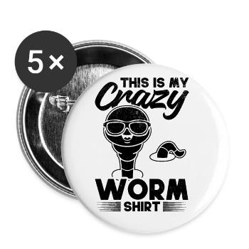 This is my crazy worm shirt Funny worm - Buttons large 2.2''/56 mm (5-pack) - white - Front