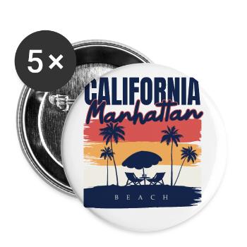 Manhattan Beach California Vacation Ocean Palm - Buttons large 2.2''/56 mm (5-pack) - white - Front