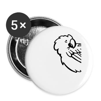 Papageienvogel Papagei Wellensittich Vogel - Buttons groß 56 mm (5er Pack) - Weiß - Vorne