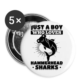 Just a boy who loves hammerhead sharks - Buttons large 2.2''/56 mm (5-pack) - white - Front