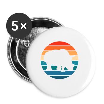 Rhino Rhino Animal Motif - Buttons large 2.2''/56 mm (5-pack) - white - Front