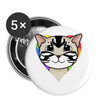 LGBT Cat American Shorthair Rainbow - Buttons large 2.2''/56 mm (5-pack) - white - Front