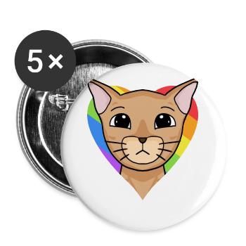 LGBT Cat Abyssinian Cat Rainbow - Buttons large 2.2''/56 mm (5-pack) - white - Front