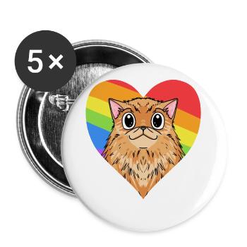 CHAT LGBT Chat Persan Arc-en-ciel - Lot de 5 grands badges (56 mm) - blanc - Devant