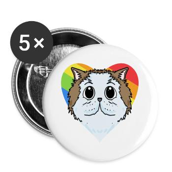 CHAT LGBT Chat Persan Arc-en-ciel - Lot de 5 grands badges (56 mm) - blanc - Devant