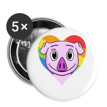 Schwein Lgbt Regenbogen Farben - Buttons groß 56 mm (5er Pack) - Weiß - Vorne