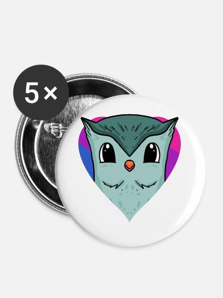 Bisexuell Eule Geschenk - Buttons groß 56 mm (5er Pack) - Weiß