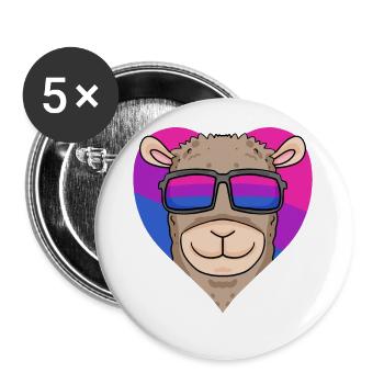 Cadeau d’alpaga bisexuel - Lot de 5 grands badges (56 mm) - blanc - Devant