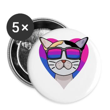 Cadeau bisexuel japonais Bobtail Cat - Lot de 5 grands badges (56 mm) - blanc - Devant